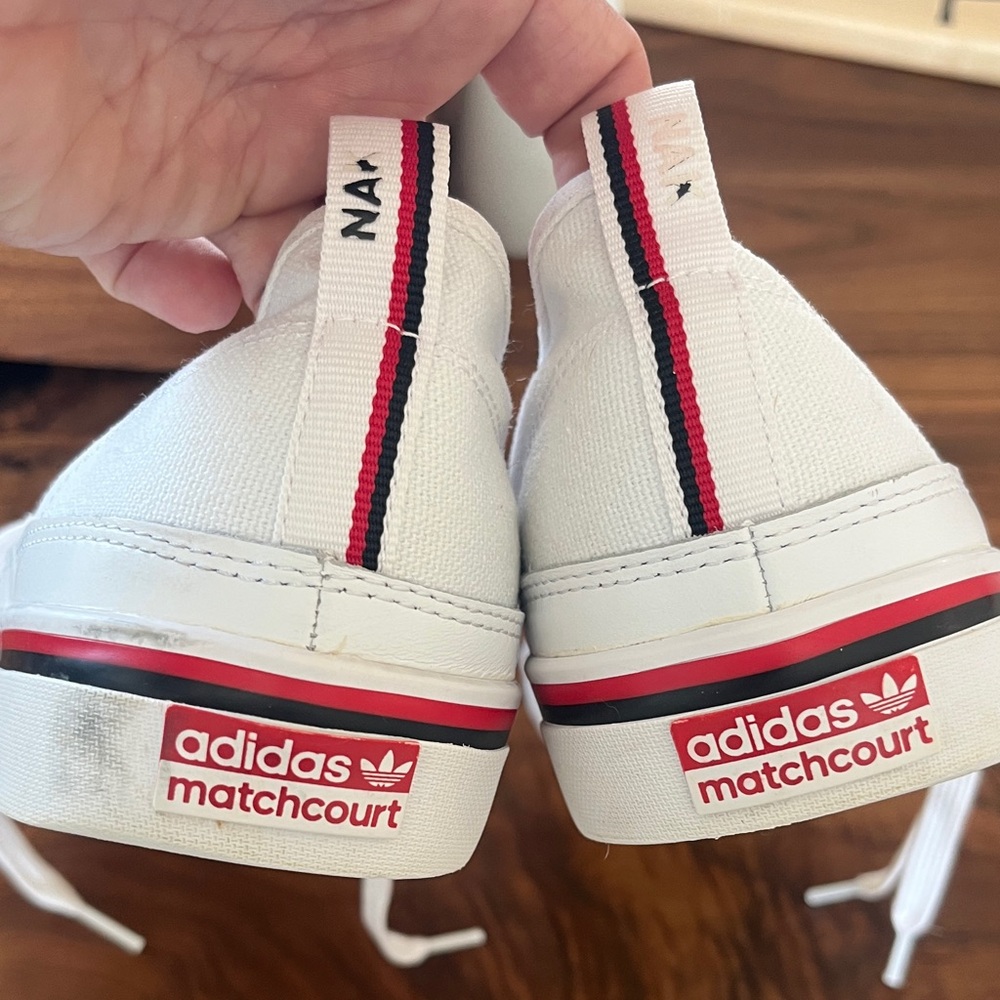 Adidas Kids White and Red Matchcourt Sneakers